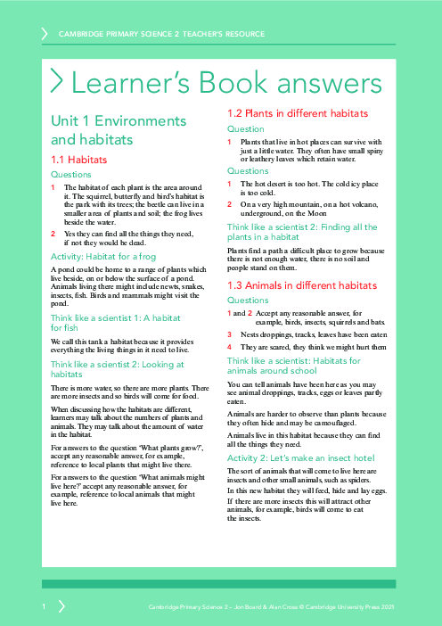 Science 2 , Learner′s Book Answers Primary Checkpoint | PDF