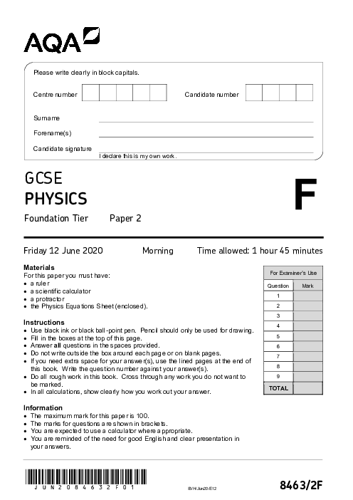 Physics 8463/2F June 2020
