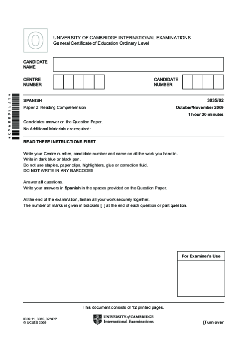 Spanish 3035/02 Oct Nov 2009