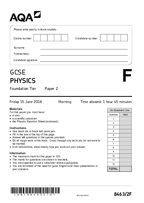 Physics 8463/2F June 2018