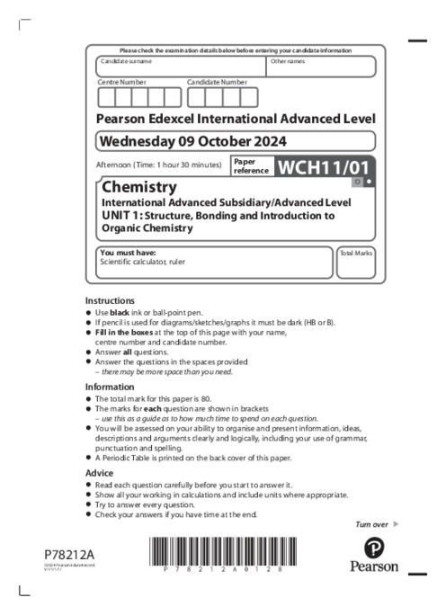 Chemistry WCH11/01 October 2024 