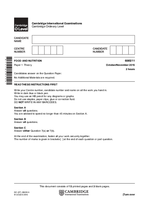 Food & Nutrition 6065/11 Oct Nov 2015