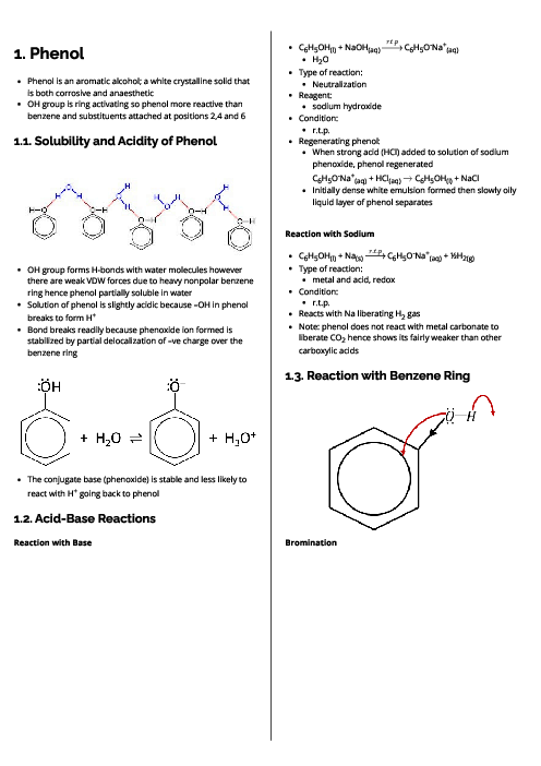 Chemistry (9701) Phenol Revision Note