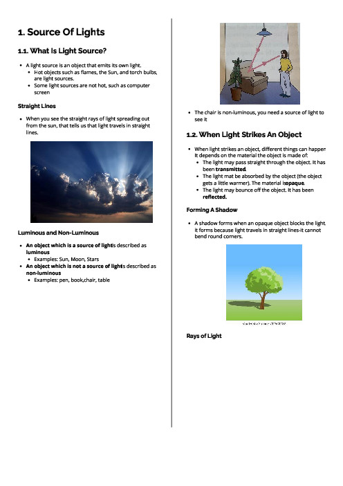 Checkpoint Science (Physics) | Source Of Lights Revision Note