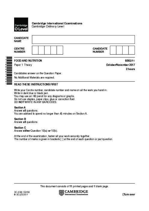 Food & Nutrition 6065/02 May June 2017