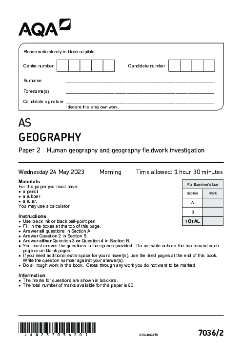 Geography 7036/2 June 2023