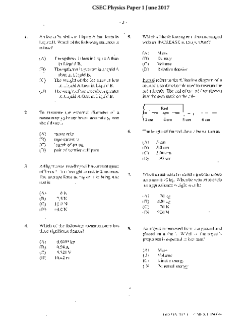 Physics June 2017 Paper 1