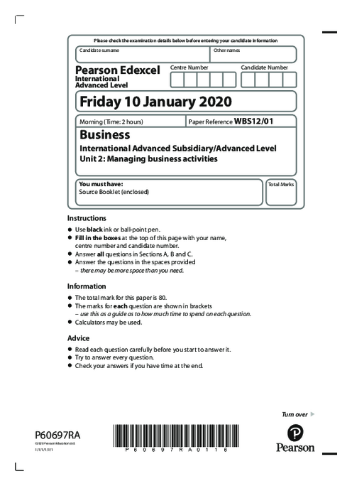 Business  WBS12/01 January  2020