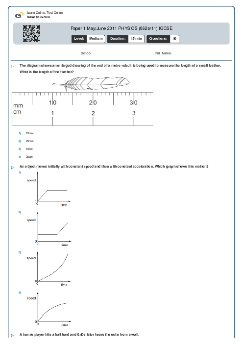 Paper 1 May/June 2011 PHYSICS (0625/11) IGCSE