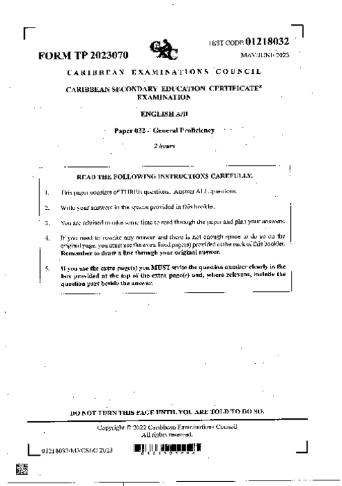 English B June 2023 Paper 32