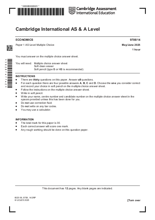 Economics 9708/14 May June 2025
