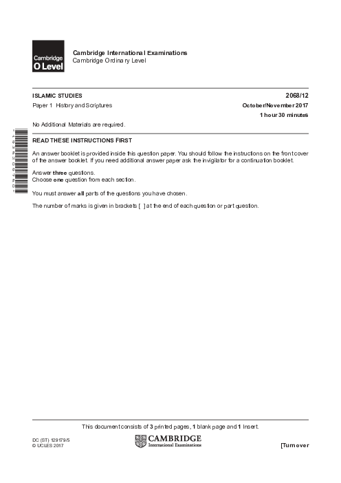 Islamic Studies 2068/12 Oct Nov 2017