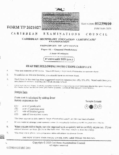 POA  January 2021 Paper 1