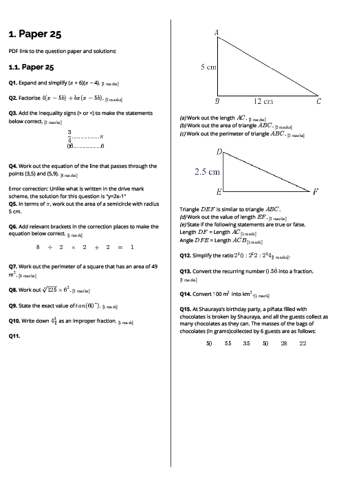 Mathematics (0580) Paper 25 Revision Note