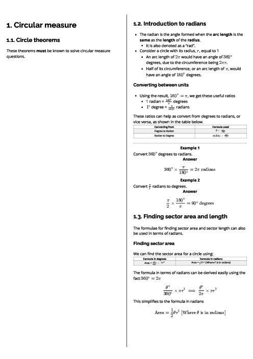 Mathematics (9709) Circular measure Revision Note