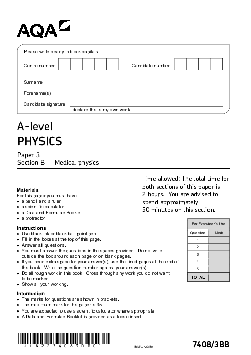 Physics 7408/3BB June 2022