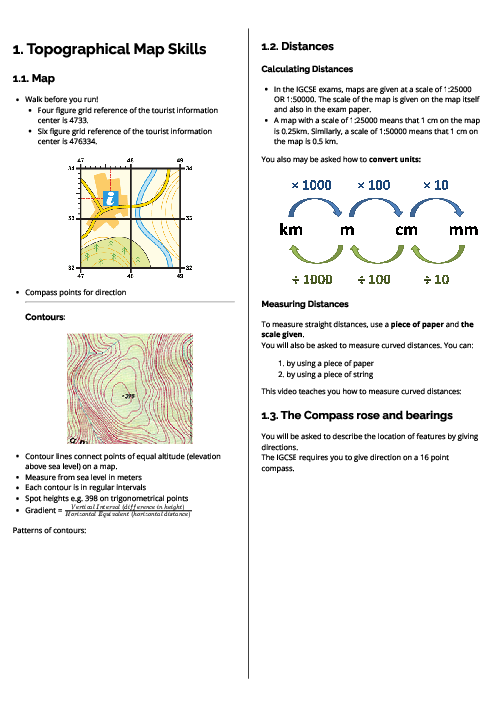Geography (0460) Topographical Map Skills Revision Note