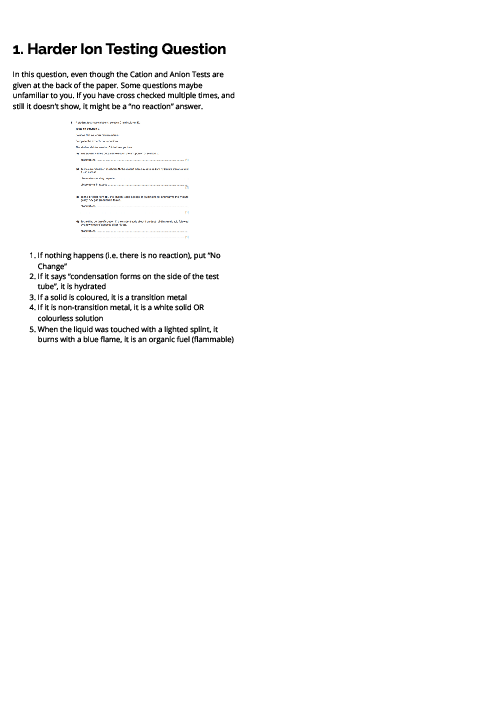 Chemistry (0620) Harder Ion Testing Question Revision Note