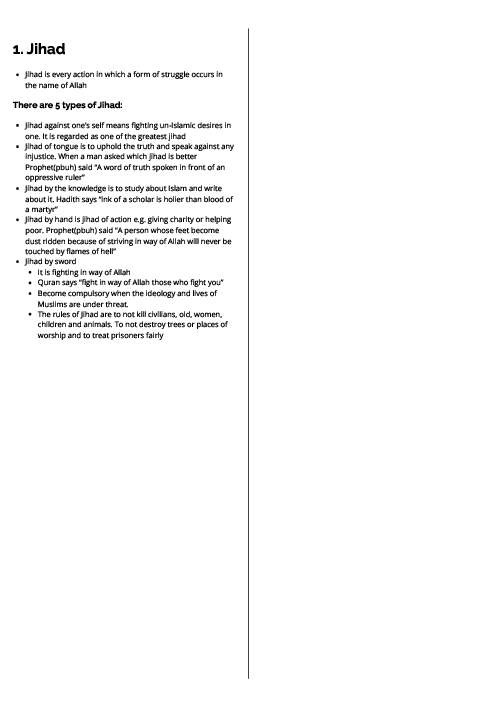  Islamiyat (0493) Jihad Revision Note