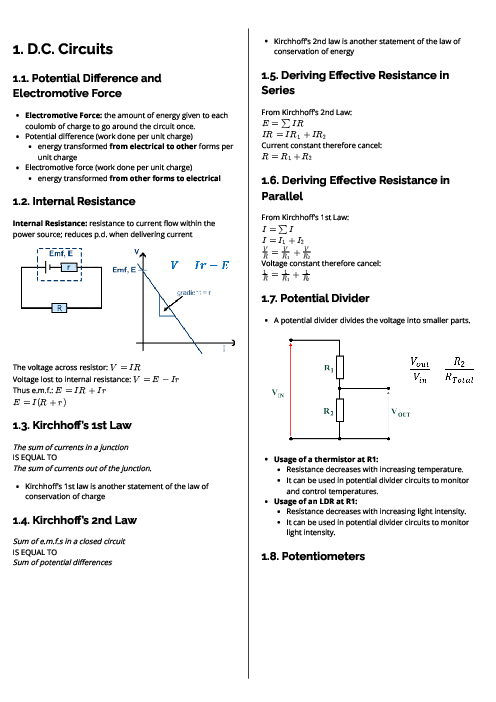 Physics (9702) D.C. Circuits Revision Note