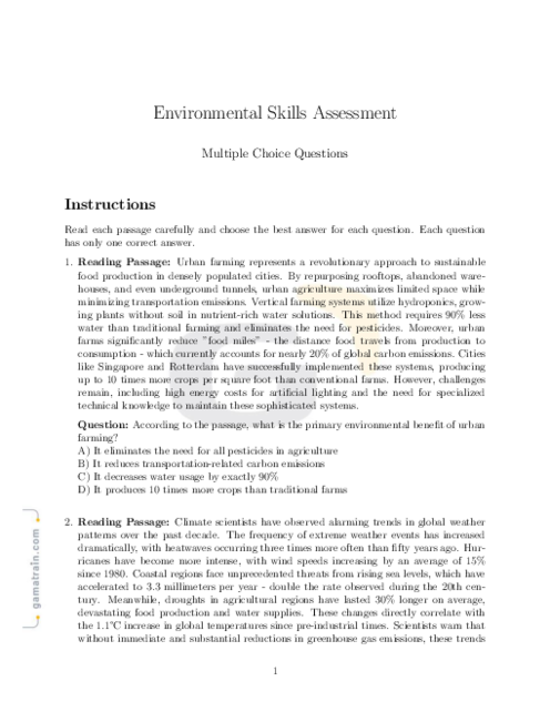 English as a Second Language 9 | the Environment - Topical Quiz