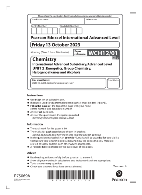 Chemistry WCH12/01 October 2023