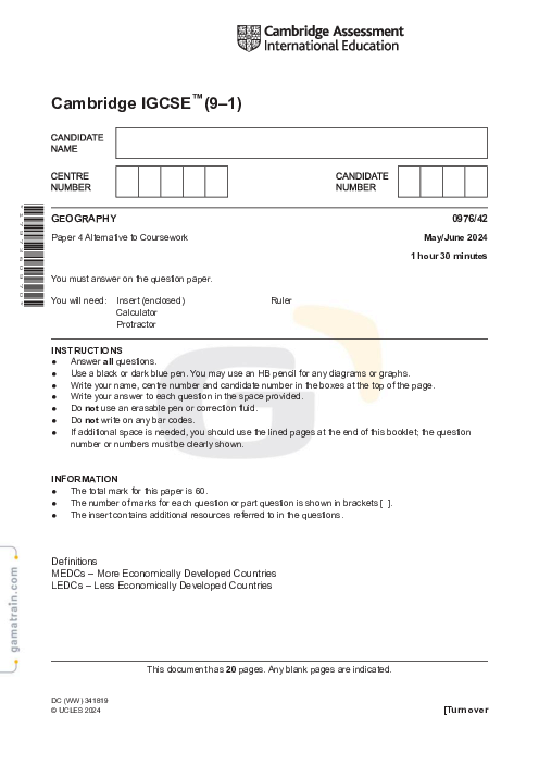 Geography 0976/42 May June 2024