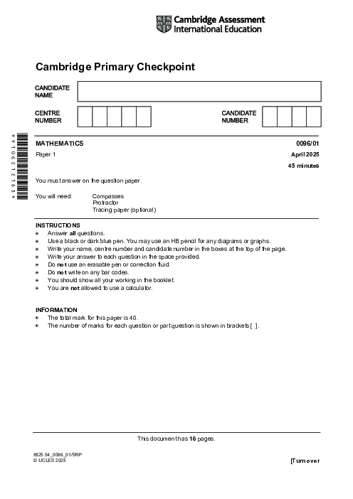 Mathematics 0096,01 April 2025