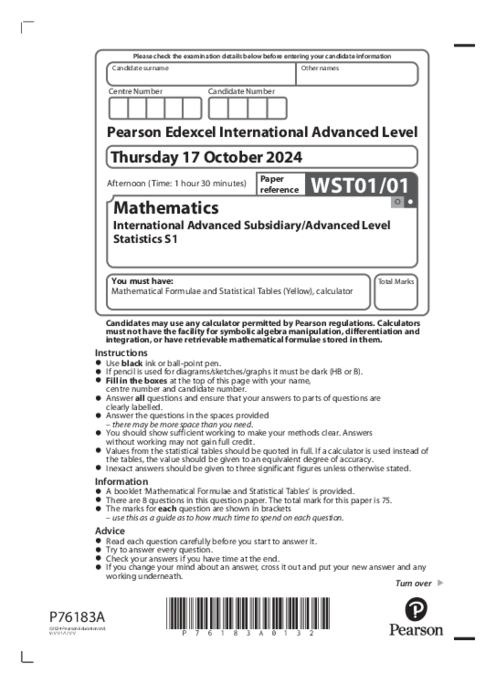 Statistics WST01/01 October 2024 