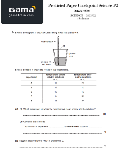 Predicted Paper Checkpoint Science Paper 2 for October 2025