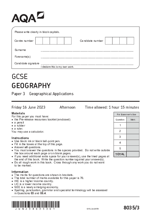 Geography 8035/3 June 2023