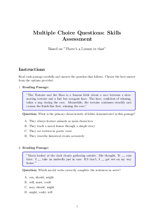 English 5 | There′s a Lesson in that - Topical Quiz