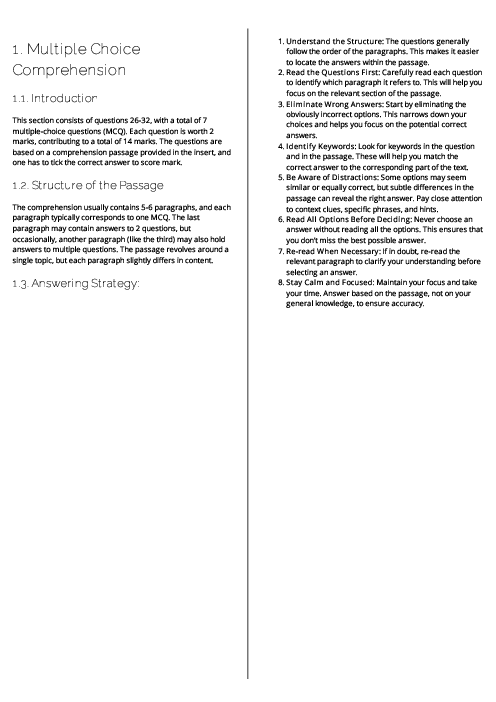  Bengali (3204) Multiple Choice Comprehension Revision Note