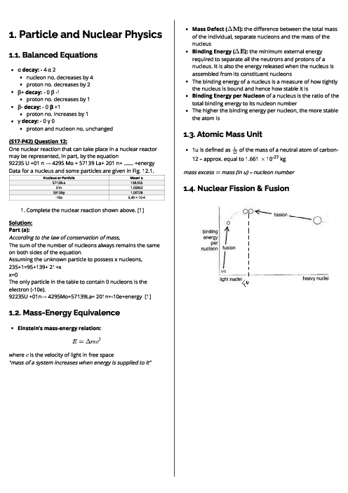 Physics (9702) Particle and Nuclear Physics Revision Note