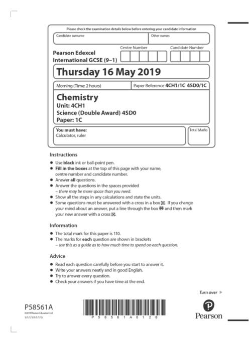 Chemistry 4CH1/1C May Jun 2019