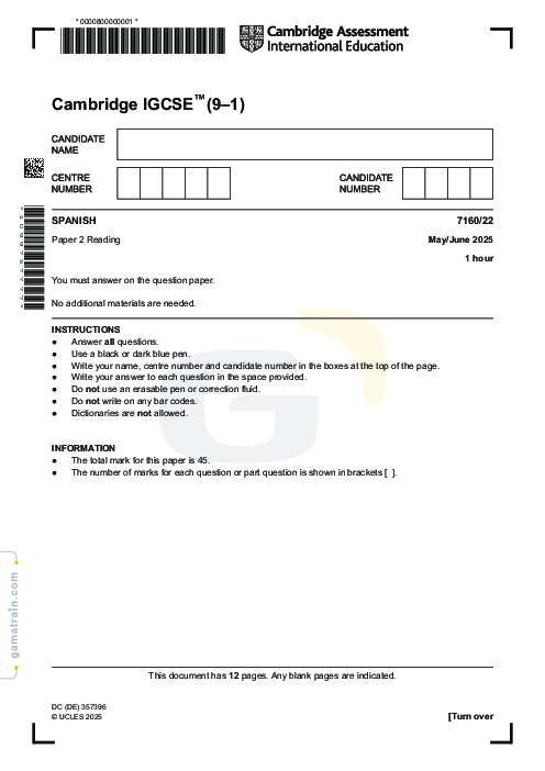 Spanish 7160/22 May June 2025