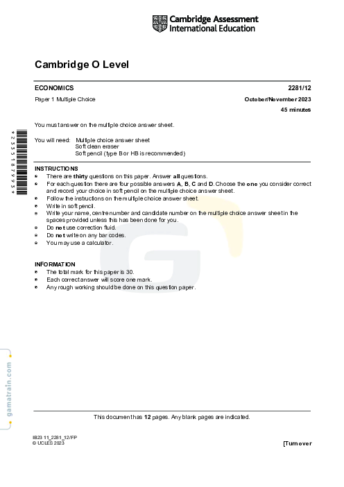 Economics 2281/12 Oct Nov 2023
