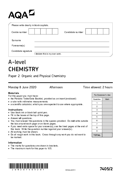 Chemistry 7405/2 June 2020