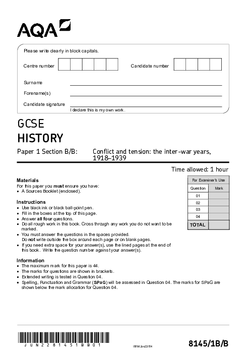 History 8145/1B/B June 2022