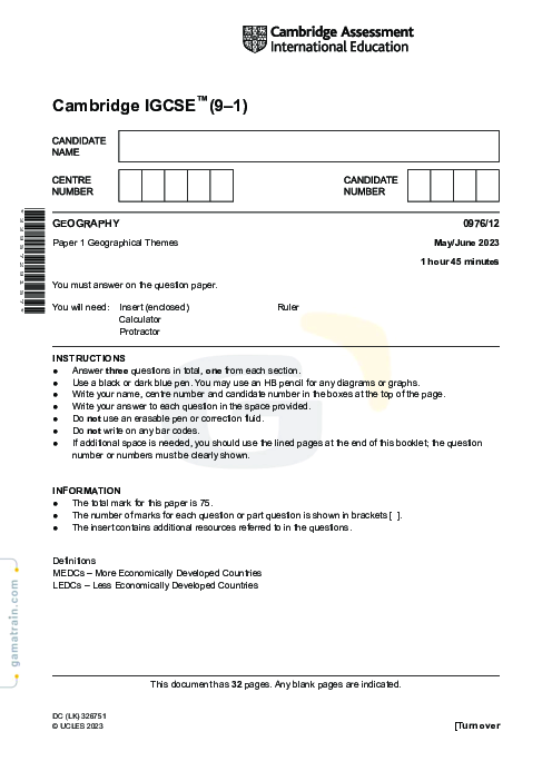Geography 0976/12 May June 2023