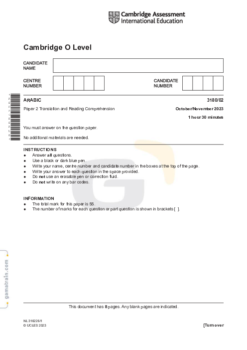 Arabic 3180/02 Oct Nov 2023