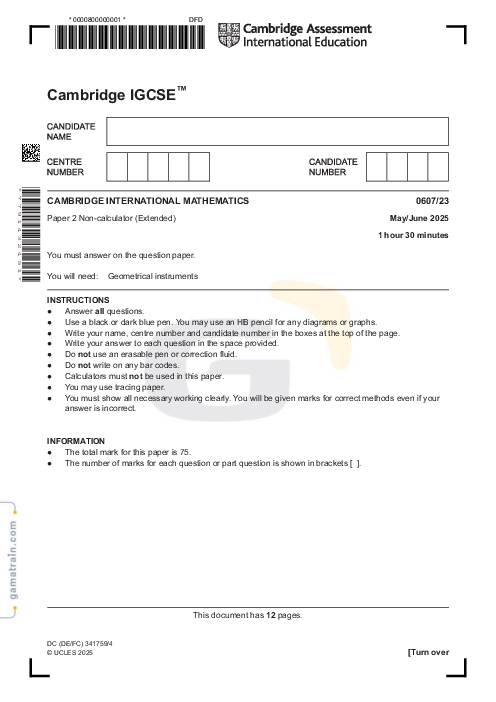 International Mathematics 0607/23 May June 2025
