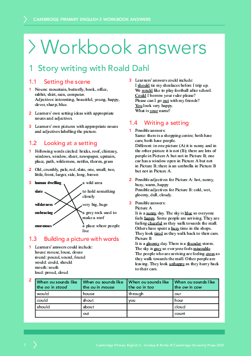 English year 3 Workbook Answers | Free PDF