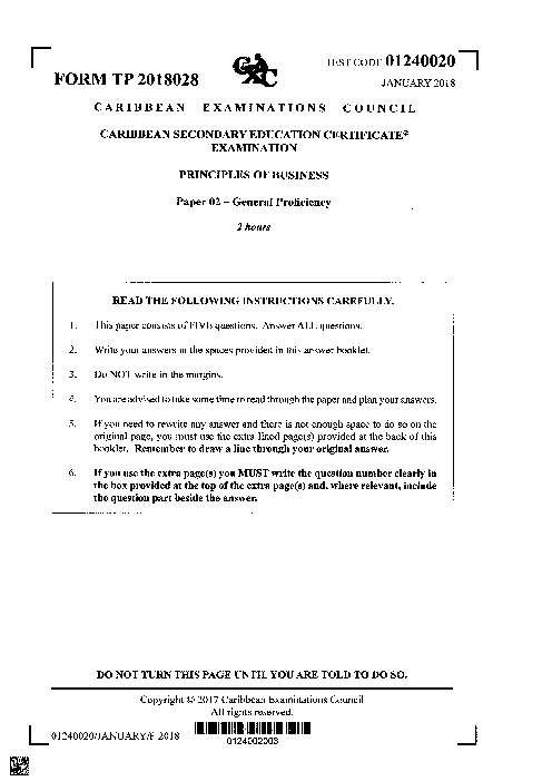 POB January 2018 Paper 2