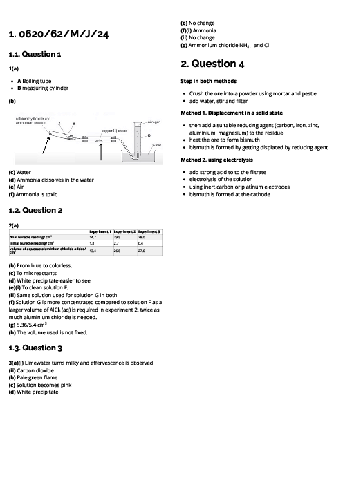 Chemistry (0620) 062062MJ24 Revision Note