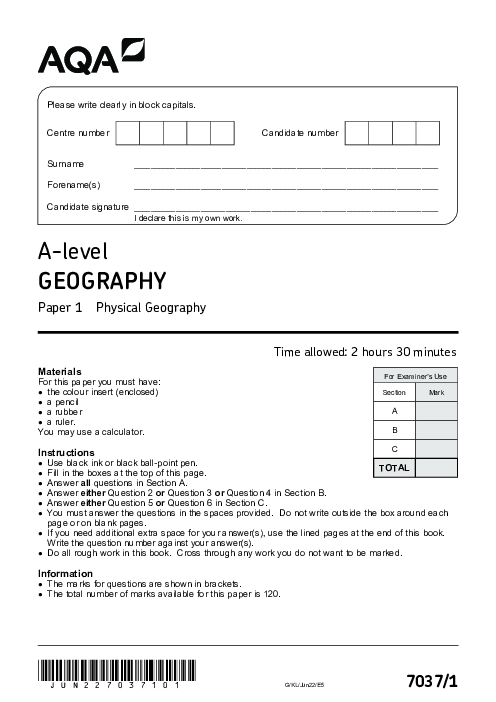 Geography 7037/1 June 2022