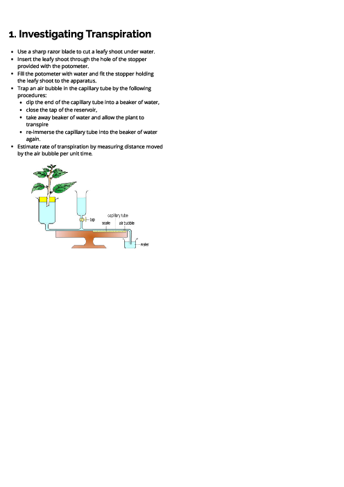 Biology (0610) Investigating Transpiration Revision Note