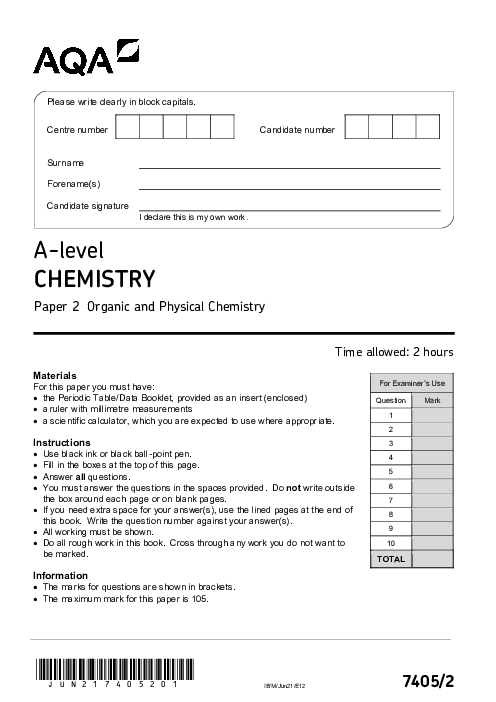 Chemistry 7405/2 June 2021
