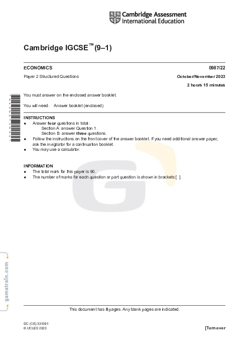Economics 0987/22 Oct Nov 2023