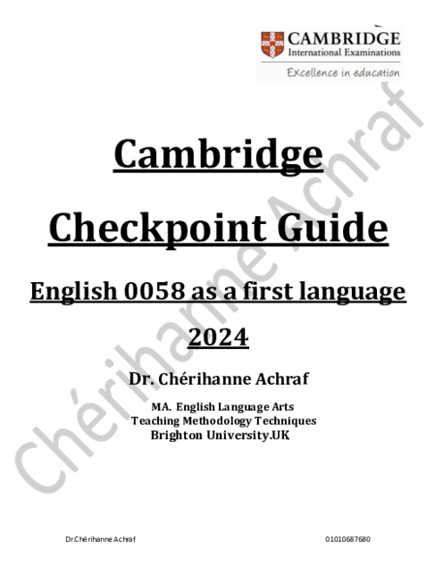 Checkpoint English Final Revision Guide - 2024